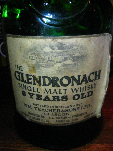 グレンドロナック  Glendronach 8yo (45.4%, OB, Ruffino, Dumpy green 75cl bottle) c1980　イタリア向け