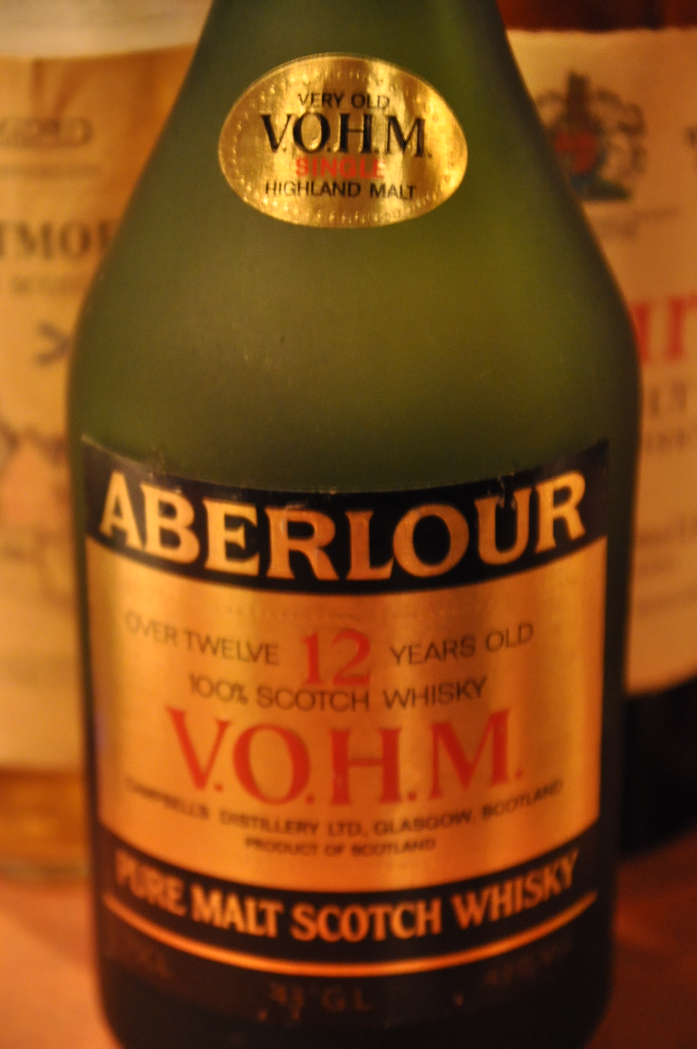 アベラワー Aberlour 12 yo ‘VOHM’ (43%, OB, Cognac-shaped bottle, 80’s)