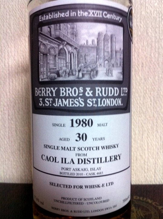 カリラ Caol Ila 30yo 1980/2010 (57.6%, Berry Bros & Rudd for WHISK-E, C#4683)