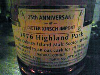 ハイランドパーク　Highland Park 25yo 1976/2001 (43%, Signatory for The 25th Anniversary of DIETER XIRSCH IMPORT, Oak Cask)