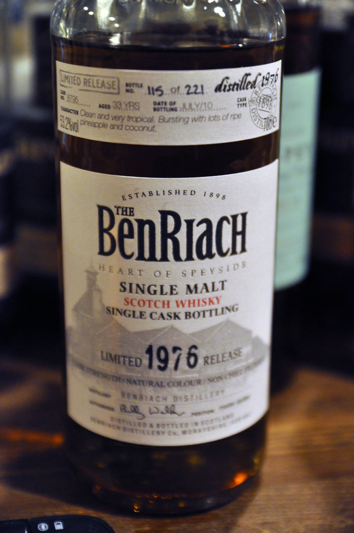 ベンリアック　Benriach 33yo 1976/2010 (53.2%, OB, Hogshead, C#8795, 221 Bts. limited release, bottling JULY/10)
