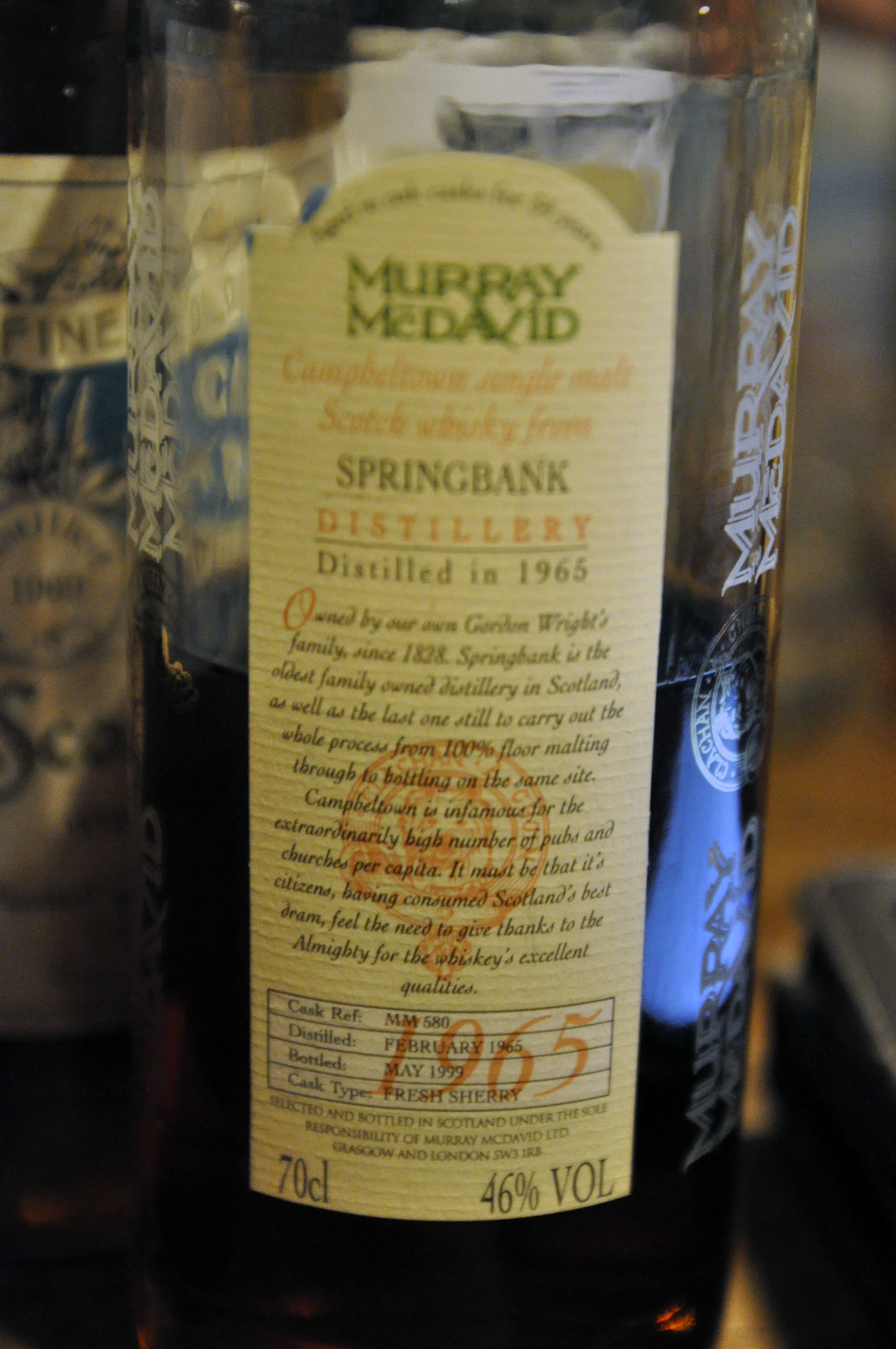 スプリングバンク　Springbank 34yo 1965/1999 (46.0%, Murray McDavid, cask ref MM580. cask type  fresh sherry, 204bts)