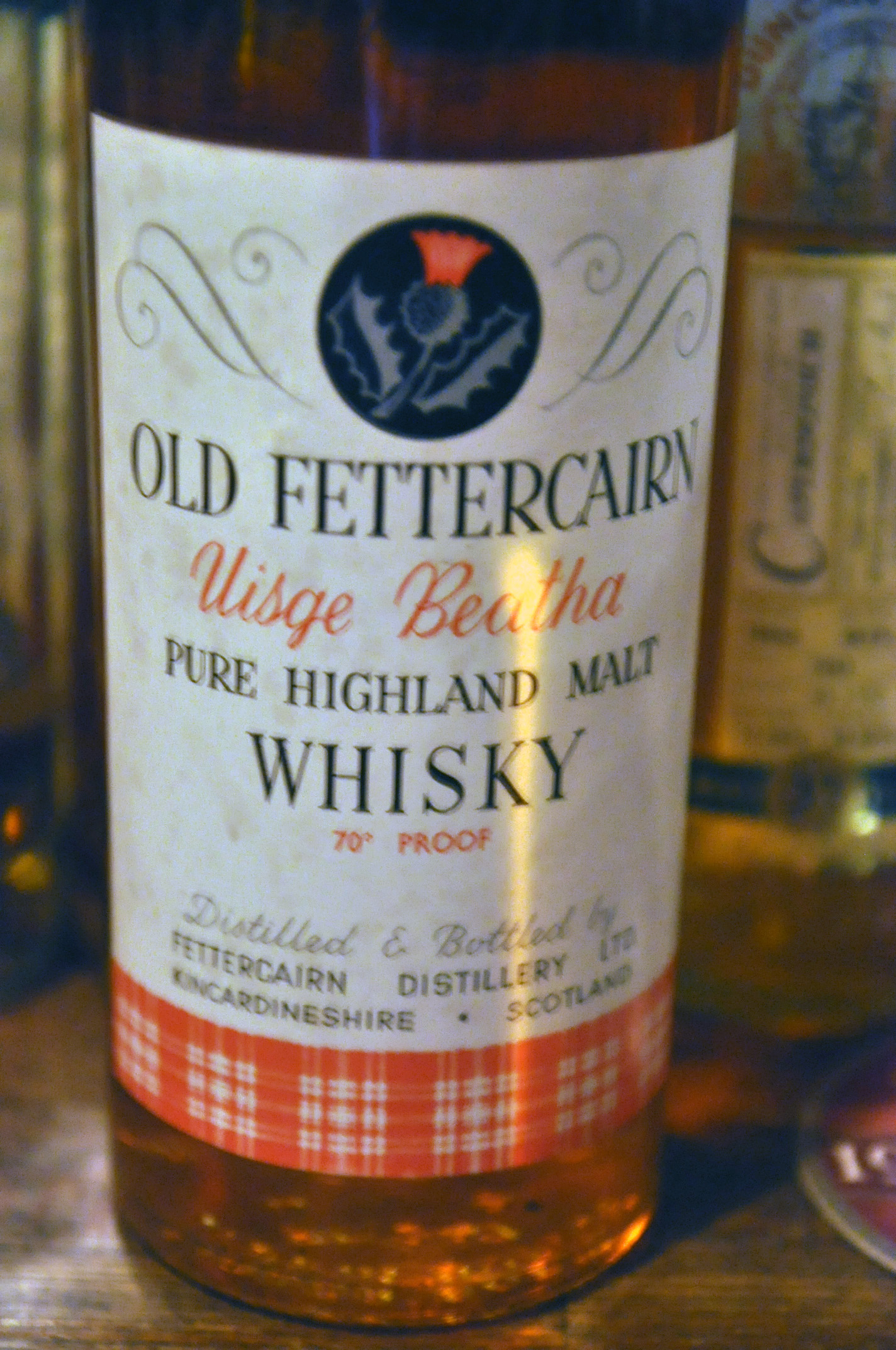 フェッターケン Old Fettercain NAS “Uisge Beatha” (70Proof, OB, tall bottle, Thistle)