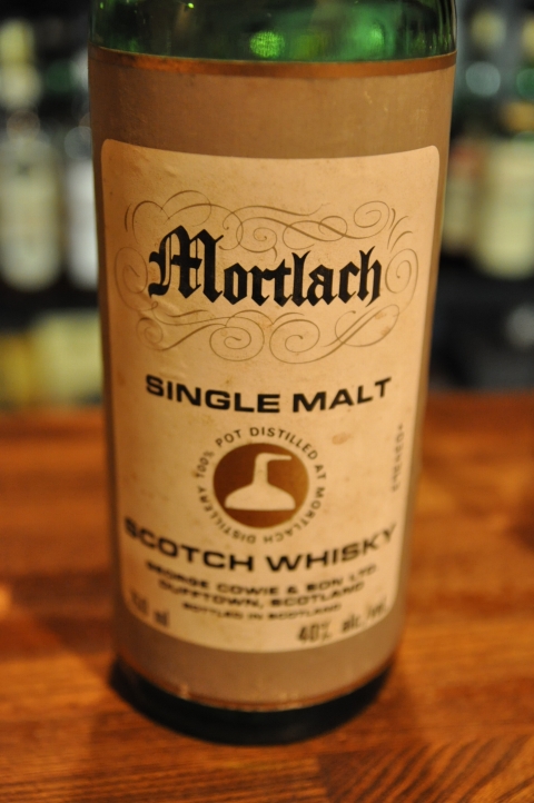 モートラック  Mortlach NAS (40%, OB（G&M） for G. Cowie & Sons, John Walker & SONS, flask, 1980s?) Grey framed label & Still