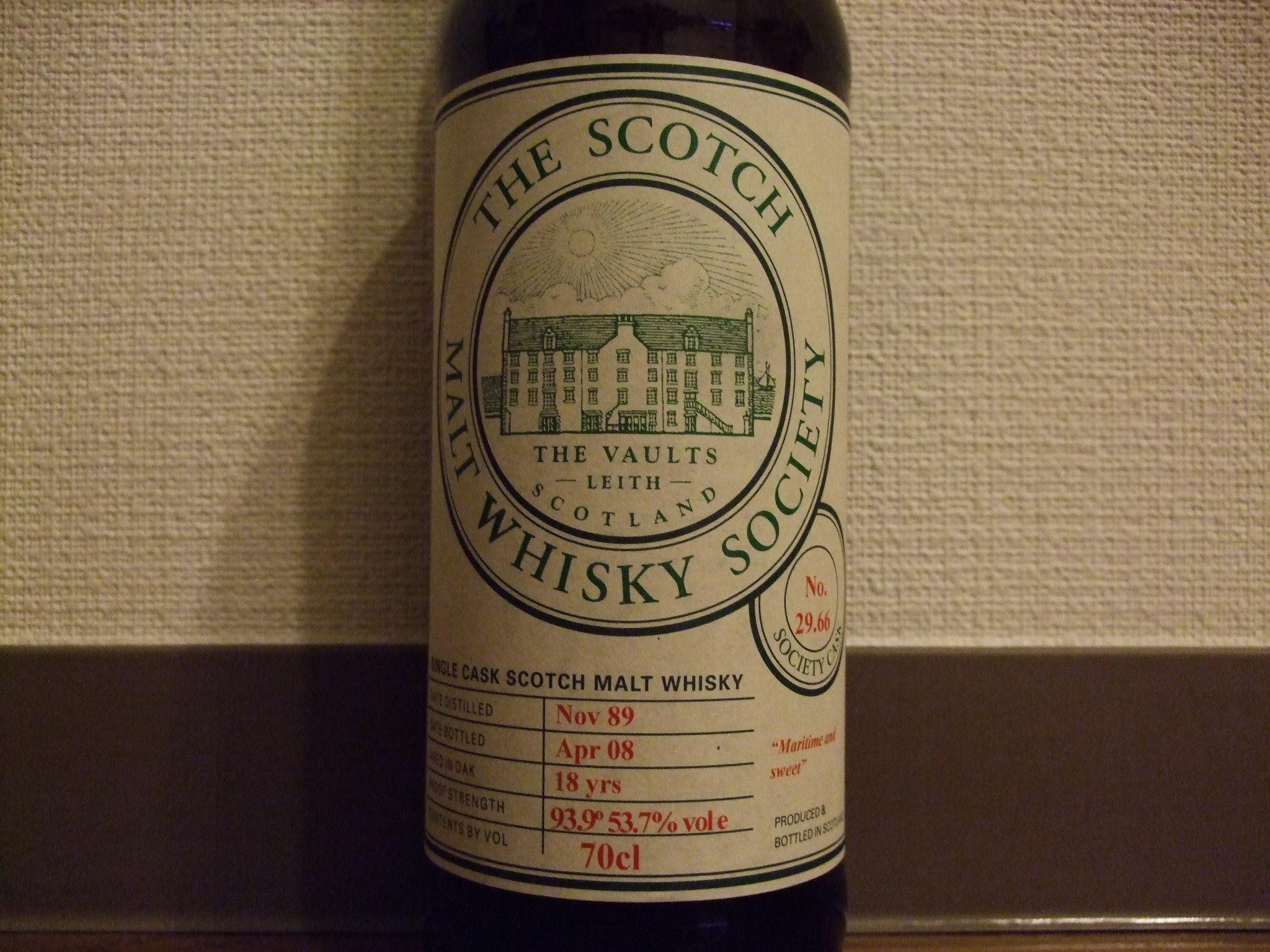 ラフロイグ LAPHROAIG 1989-2008 18yo SMWS(29.66) 53.7%