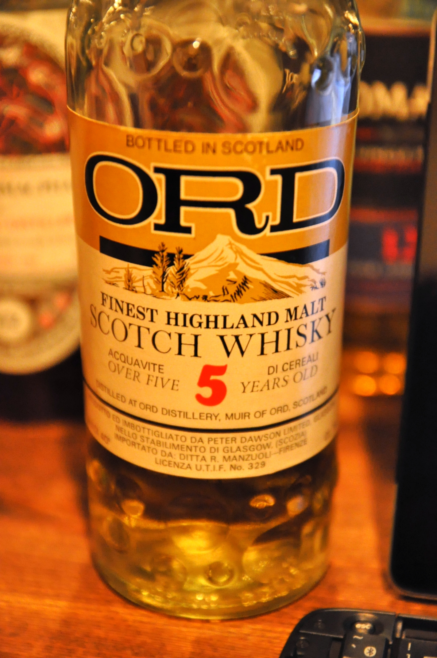 オード Ord 5yo (43%, OB Peter Dawson Glasgow, yellow label, Manzuolli Import, 75cl) c1970