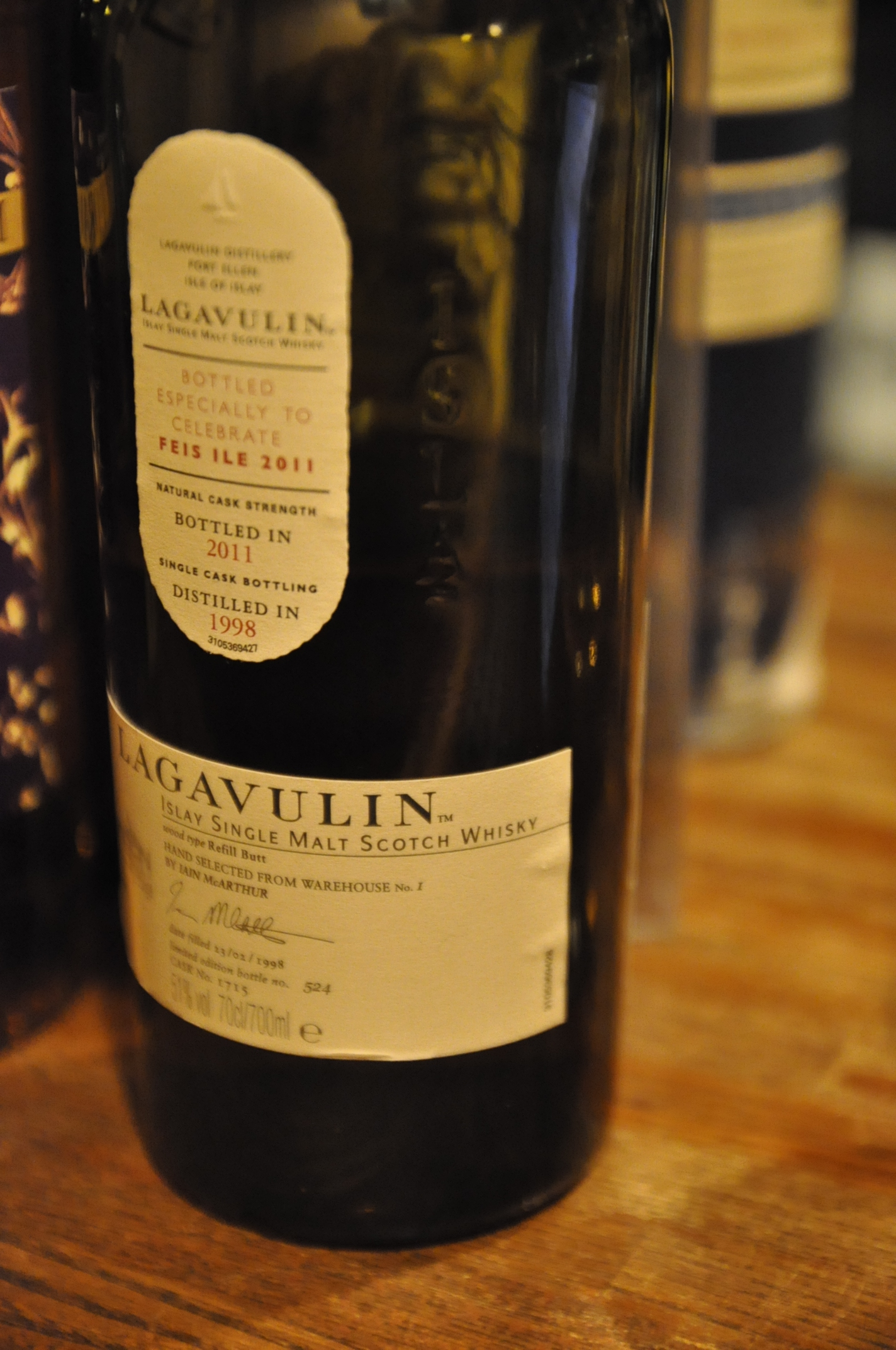 ラガヴーリン　Lagavulin 1998/2011 (51%, OB, Refill Butt, C#1715, 524/580 Bts, Feis Isle 2011) Hand selected from  Warehouses No.1 by IAIN McARTHUR