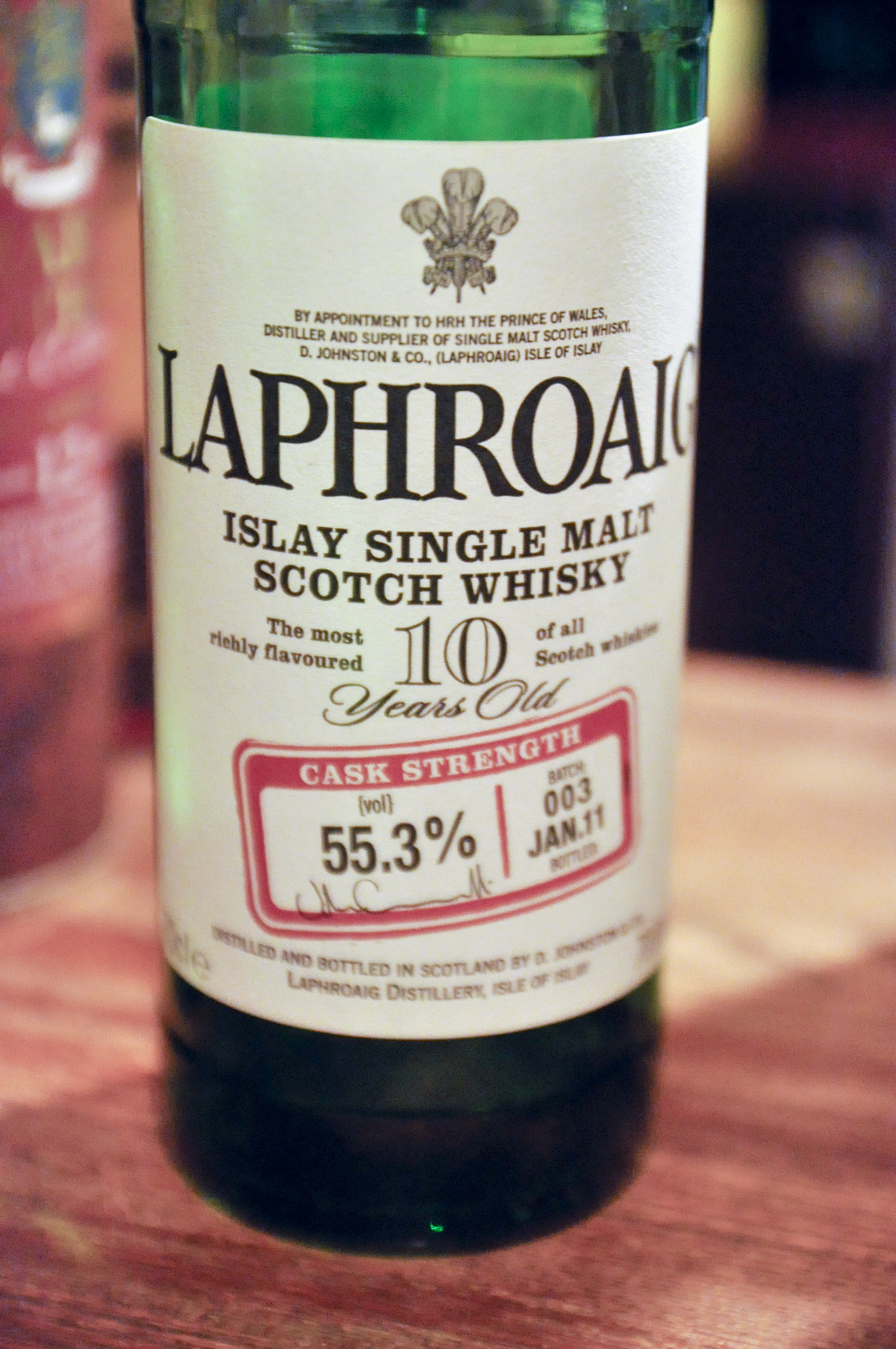 ラフロイグ　Laphroaig 10yo Cask Strength (55.3%, OB, Batch003 JAN2011)