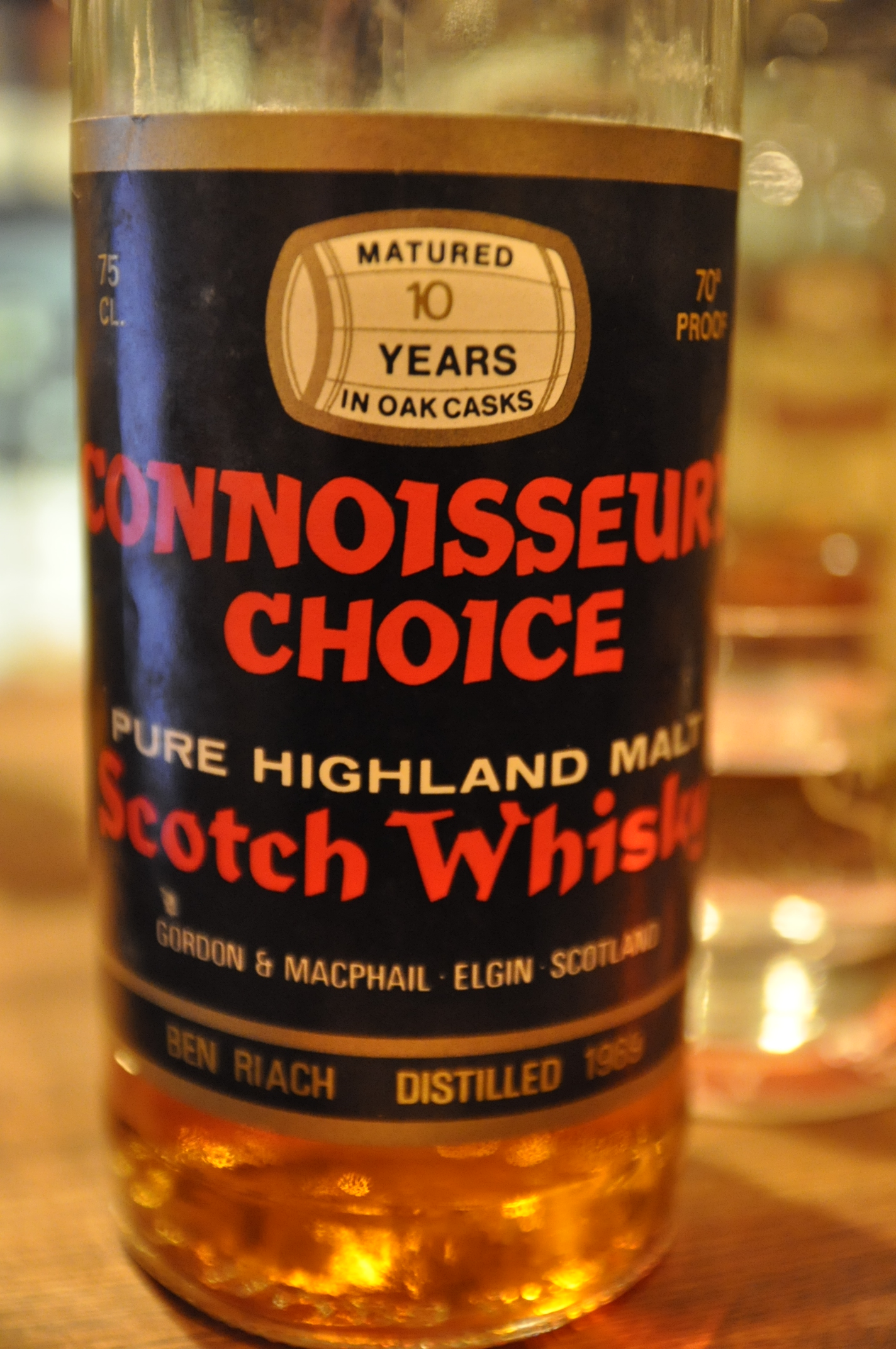 ベンリアック Benriach 10yo 1969 (70Proof, G&M Connoisseurs Choice, Black label, Oak Cask, +/-1979)