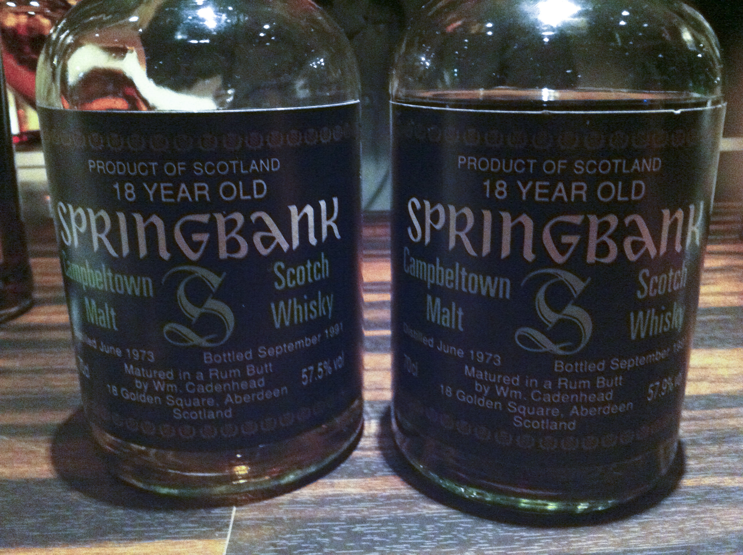 スプリングバンク　Springbank 18yo 1973/1991 (57.9%, Cadenhead’s, Rum, ‘Green Springbank’) 1991, Springbank 18yo 1973/1991 (57.5%, Cadenhead’s, Rum, ‘Green Springbank’) 1991