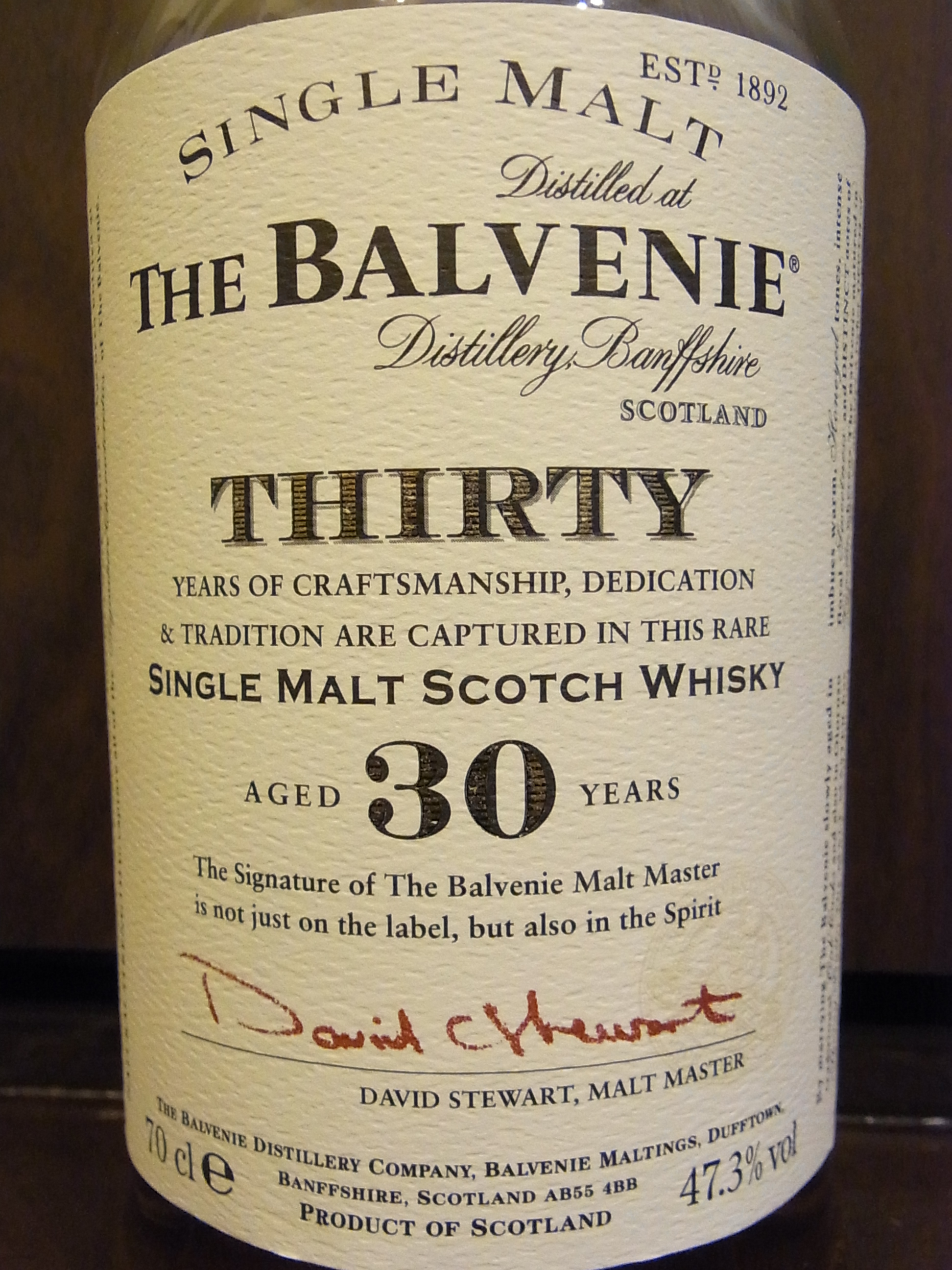 バルヴェニー BALVENIE 30yo OB 47.3%