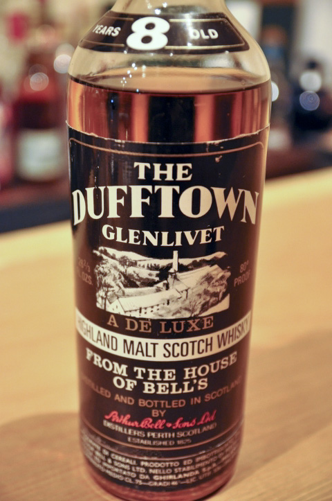 ダフタウン Dufftown-Glenlivet 8yo (80 Proof, OB Arthur Bell, Ghirlande Import, clear bottle/screw, early 1970’s)