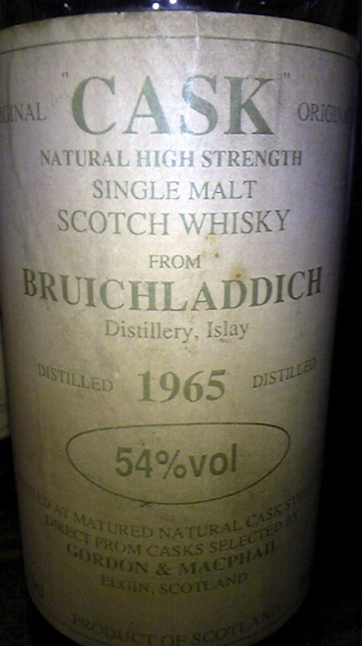 ブルイックラディ　Bruichladdich 1965 (54%, G&M Cask Selection, Late 1980’s)