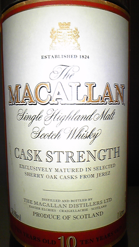 マッカラン　Macallan 10yo ‘Cask Strength’ (58.8%, OB, 100cl) 1990’s