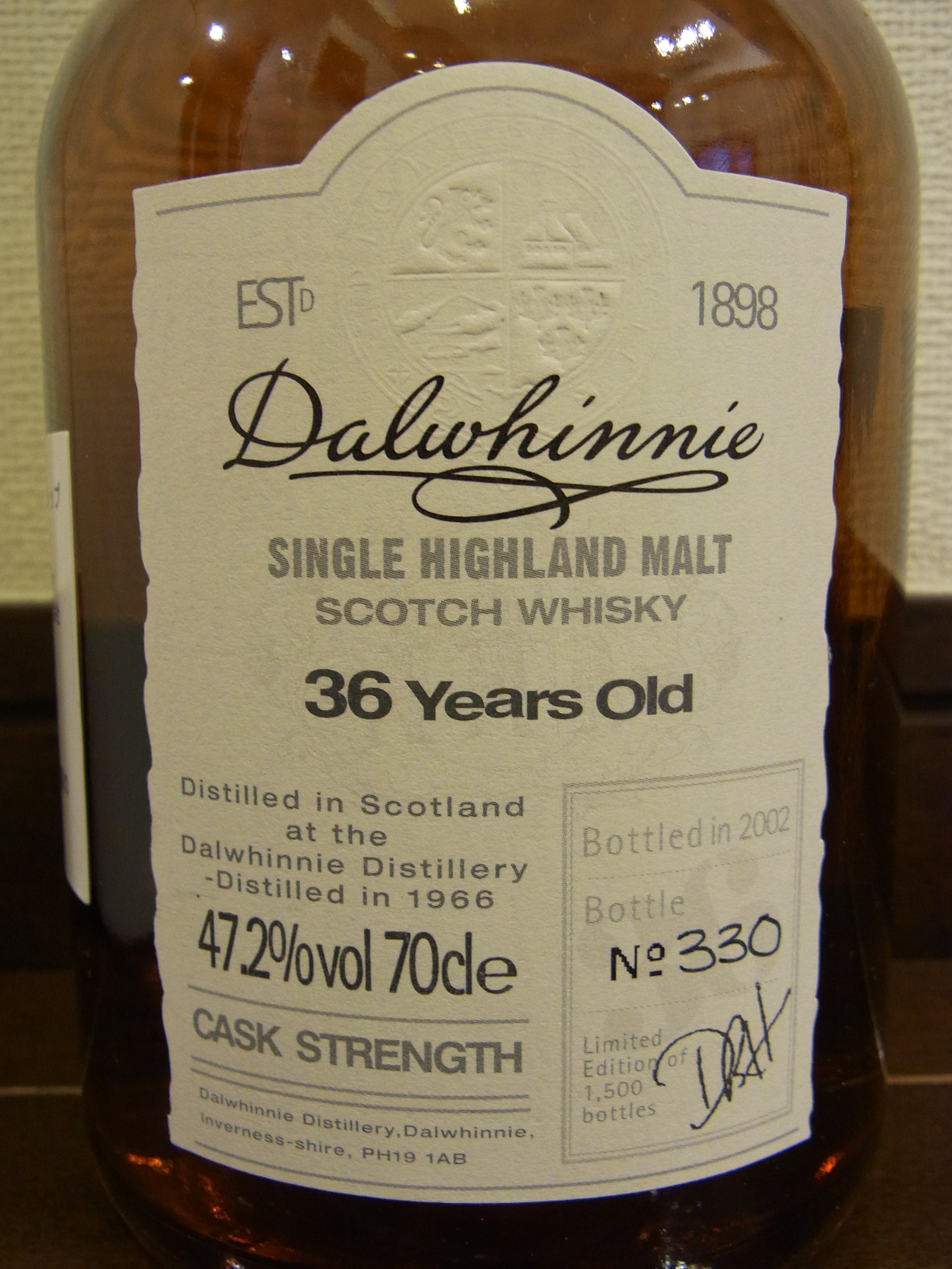 ダルウィニー DALWHINNIE 1966-2002 36yo OB 47.2%