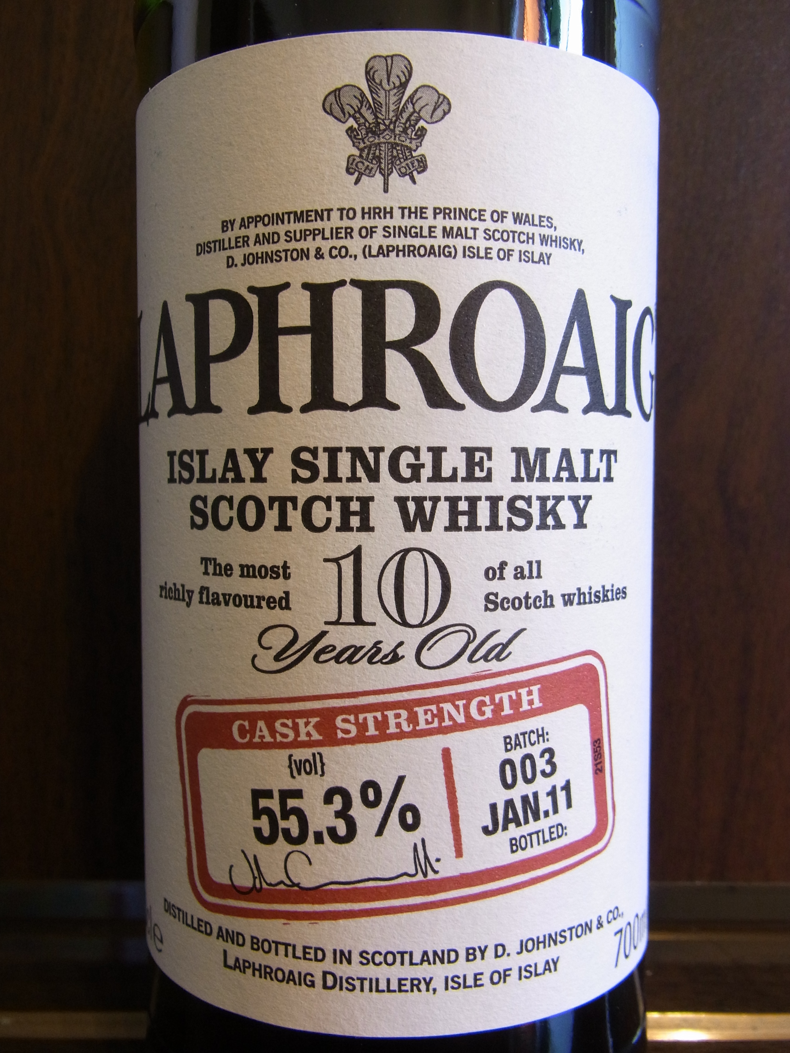 ラフロイグ LAPHROAIG 10yo OB CASK STRENGTH BATCH:003 55.3%