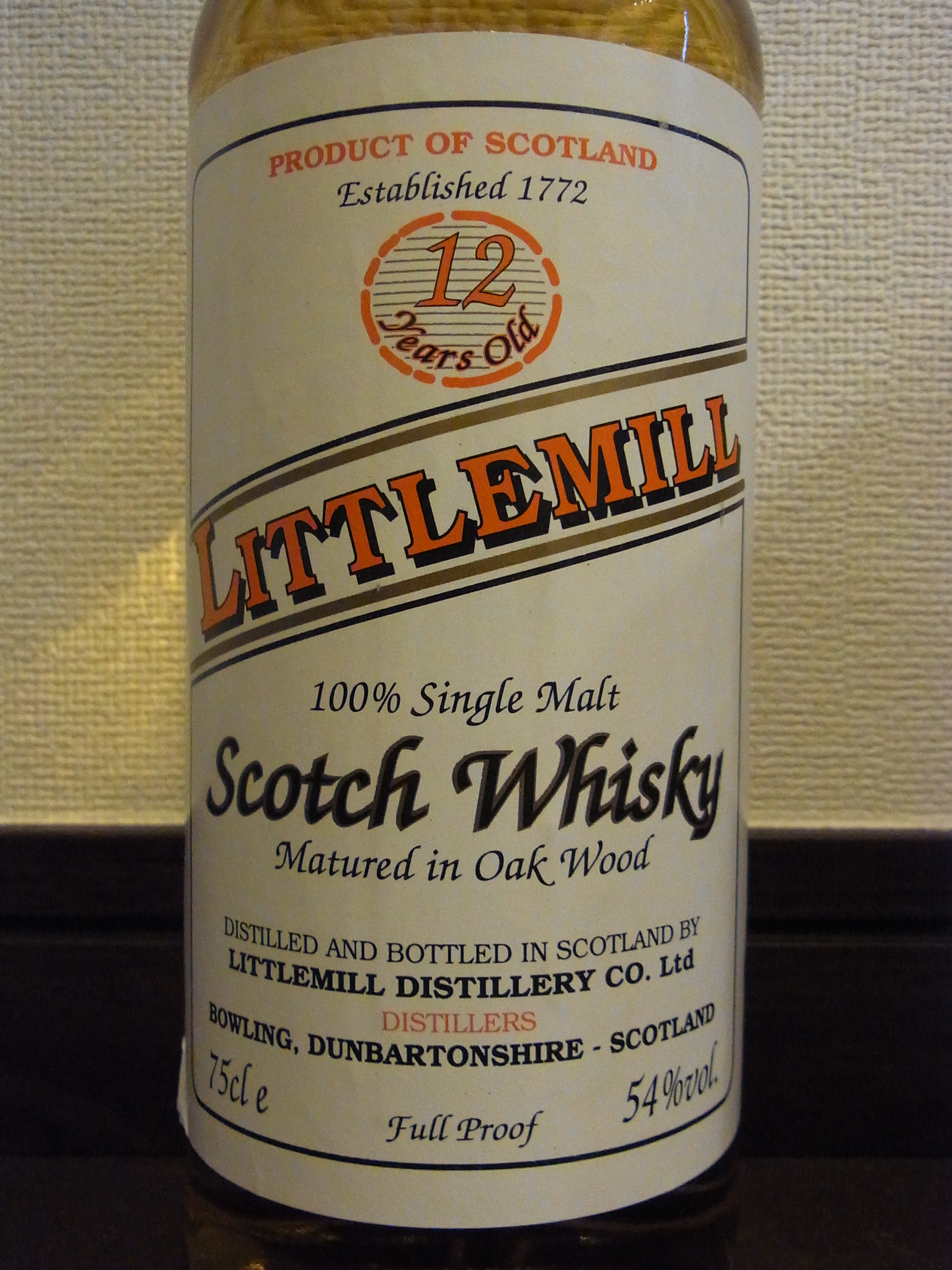 リトルミル LITTLEMILL 12yo OB Full Proof bottled in 80’s 54%