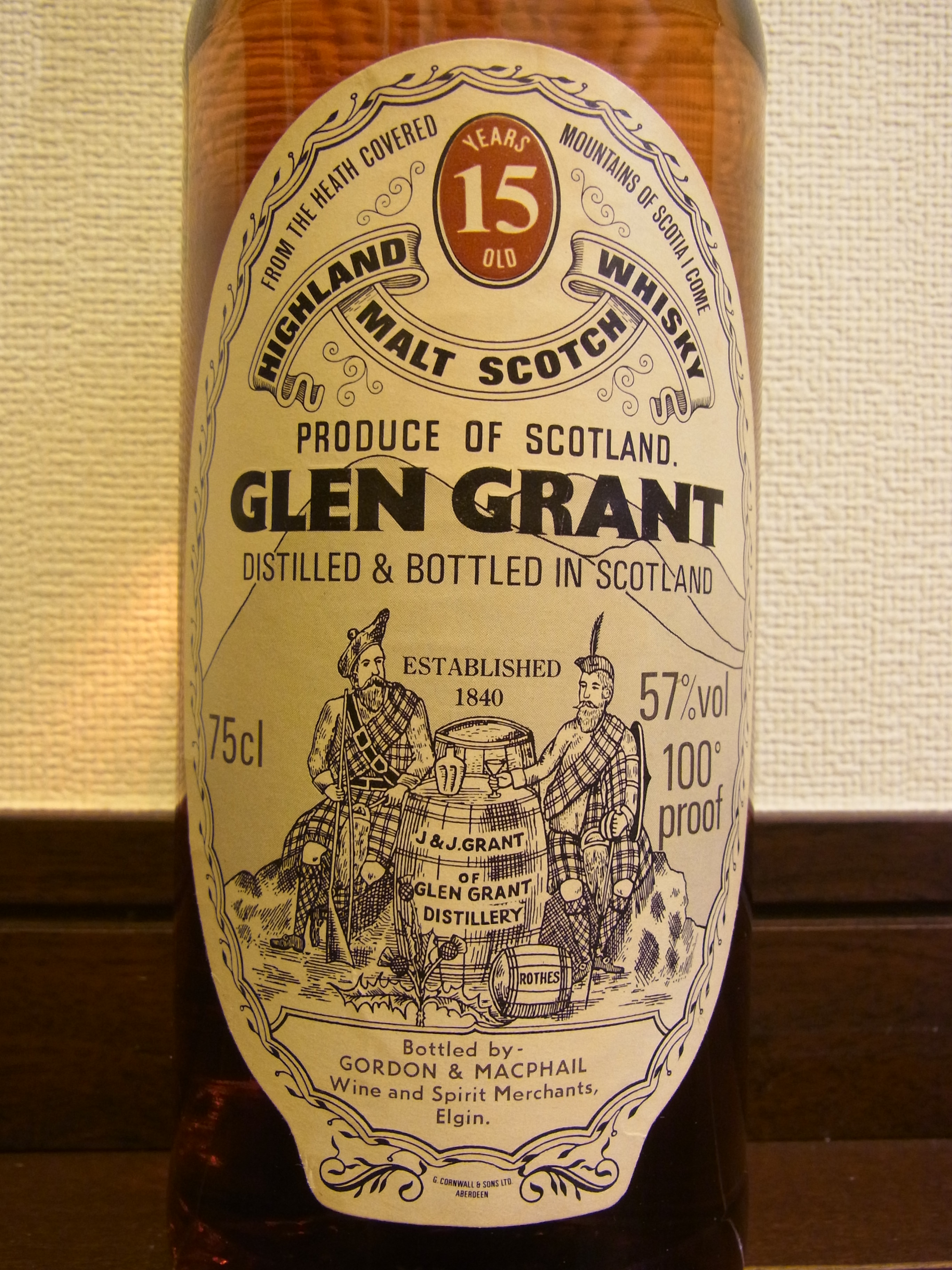 グレングラント GLENGRANT 15yo GM distillery labels 100proof 57% 80年代ボトリング