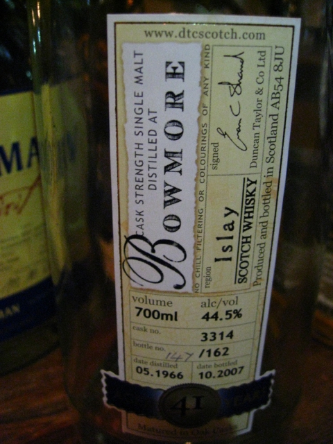 ボウモア  Bowmore 41yo 1966/2007 (44.5%, DT Rare Auld, C#3314, 147/162 Bts.)