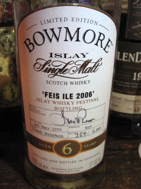 ボウモア　BOWMORE　アイラフェスティバル2006　1999-2006　6yo　70CL　OB　フレッシュバーボン　359/600　57.4%